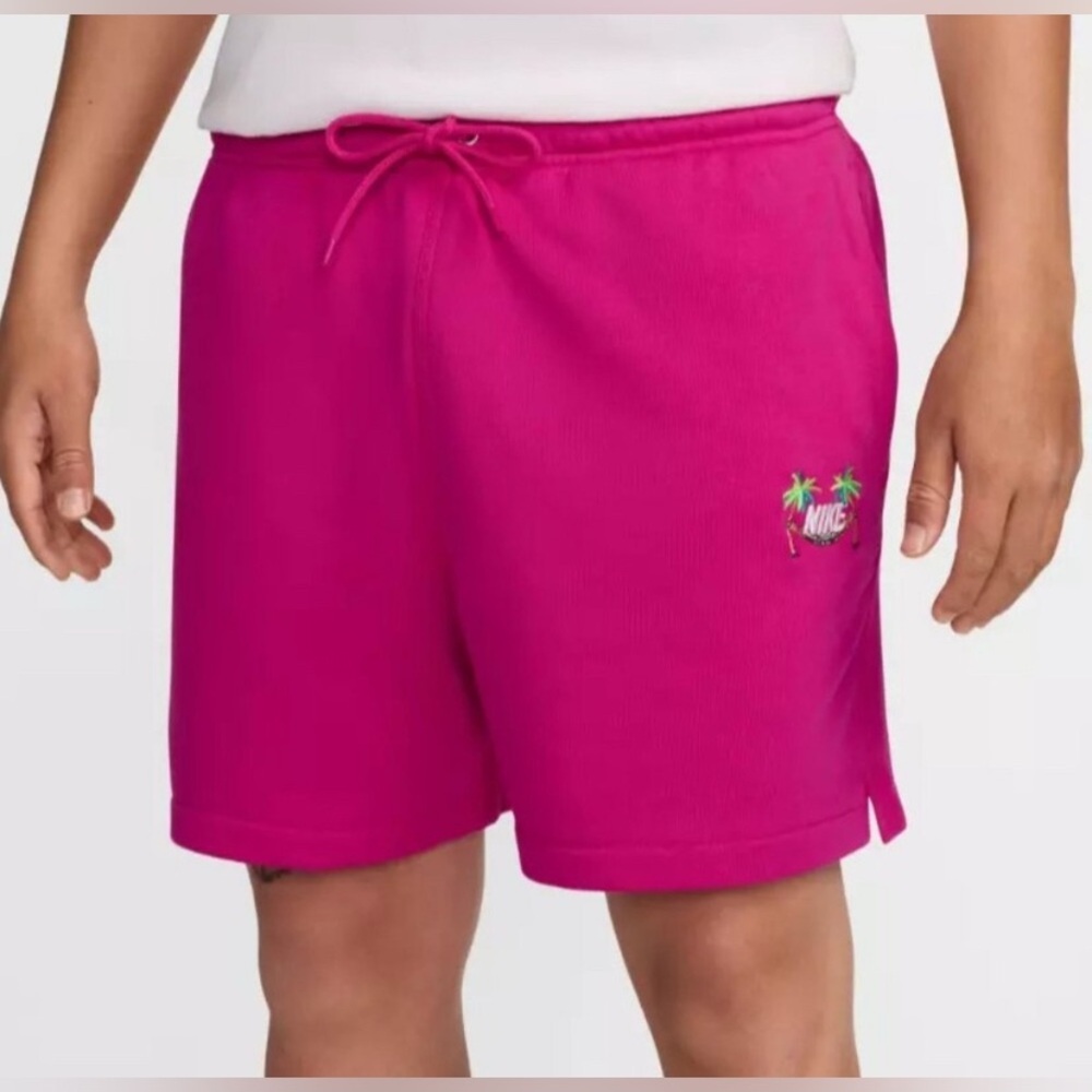 NWT Nike French Terry Sweat Shorts Fireberry Pink Palm Trees HJ6879-615 Medium
